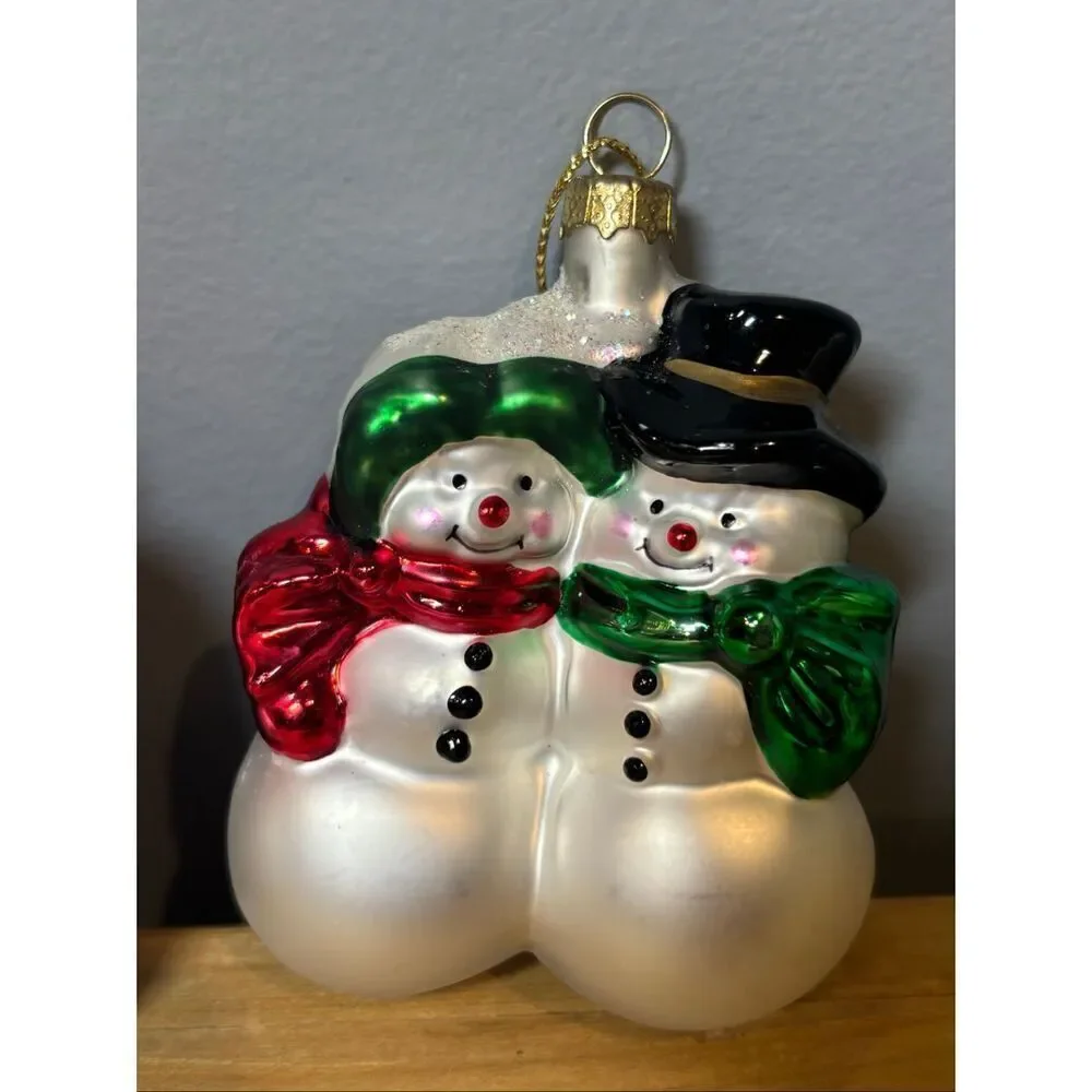 Vintage blown glass Christmas tree ornaments snowman and Nutcracker soldier bund